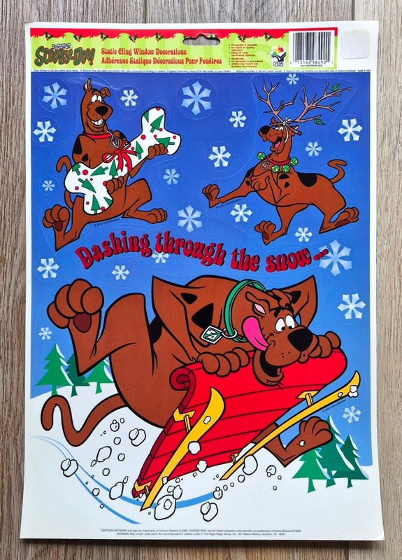 Vintage 2000 Scooby-Doo Christmas Static Cling Window Decorations Set - 2 Sheets gallery