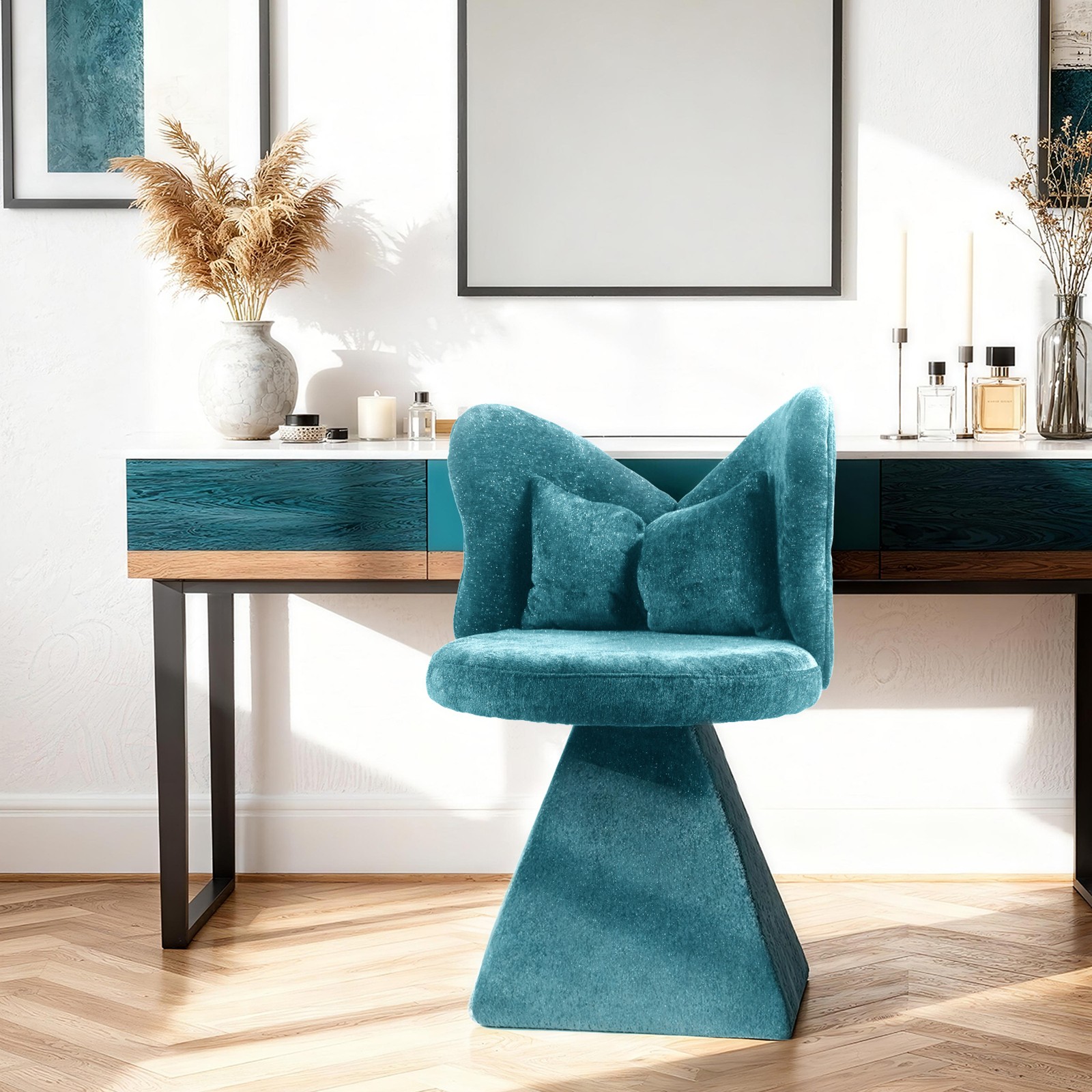 Vanity Chair Bedroom Butterfly Back Makeup Stool Living Room Dining Room Blue gallery
