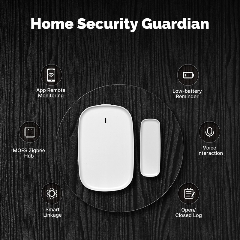 MOES ZigBee Smart Door Window Sensor Detector Home Alarm System Alexa Google APP gallery