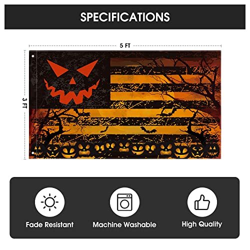 Stripes Halloween Flag 3x5 FT Double House Size-36 x 60" (3 x 5 FT) Orange gallery