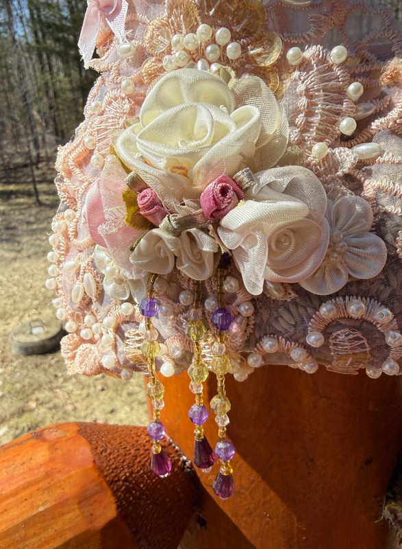 Beaded With Roses & Bows Small Chic Sachet Purse Victorian Style gallery