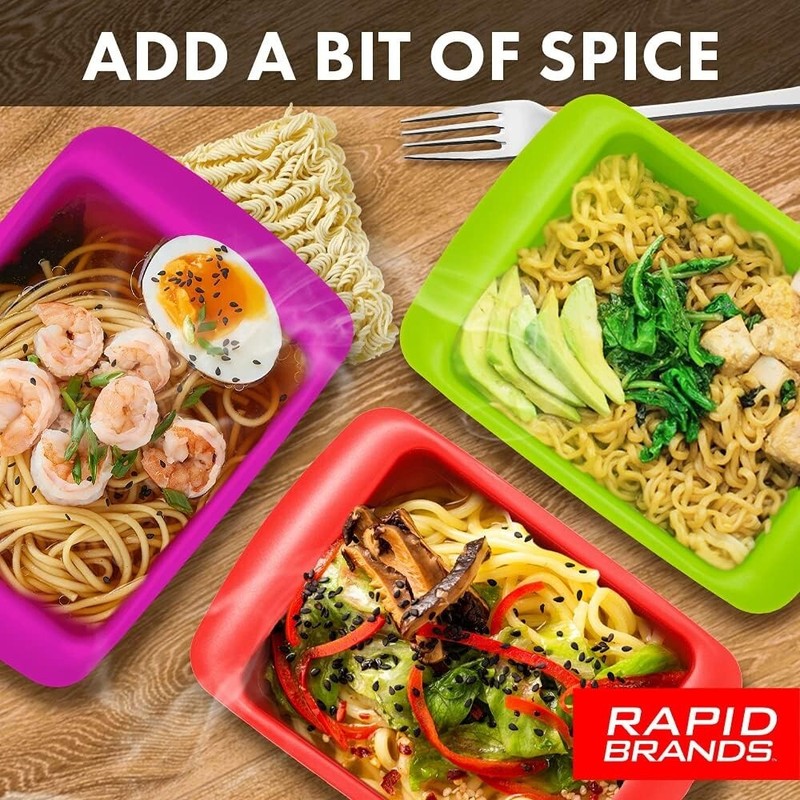 3 Pack Rapid Ramen Cooker Microwave Ramen 3 Minutes BPA Free Dishwasher Safe Red gallery