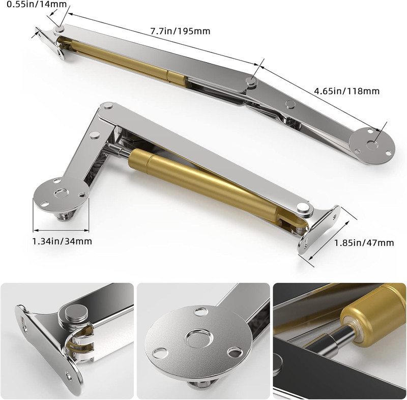 (2PCS) Lid Support Hinge Soft Close Toy Box Hinges Gas Struts Heavy Duty Soft Cl gallery