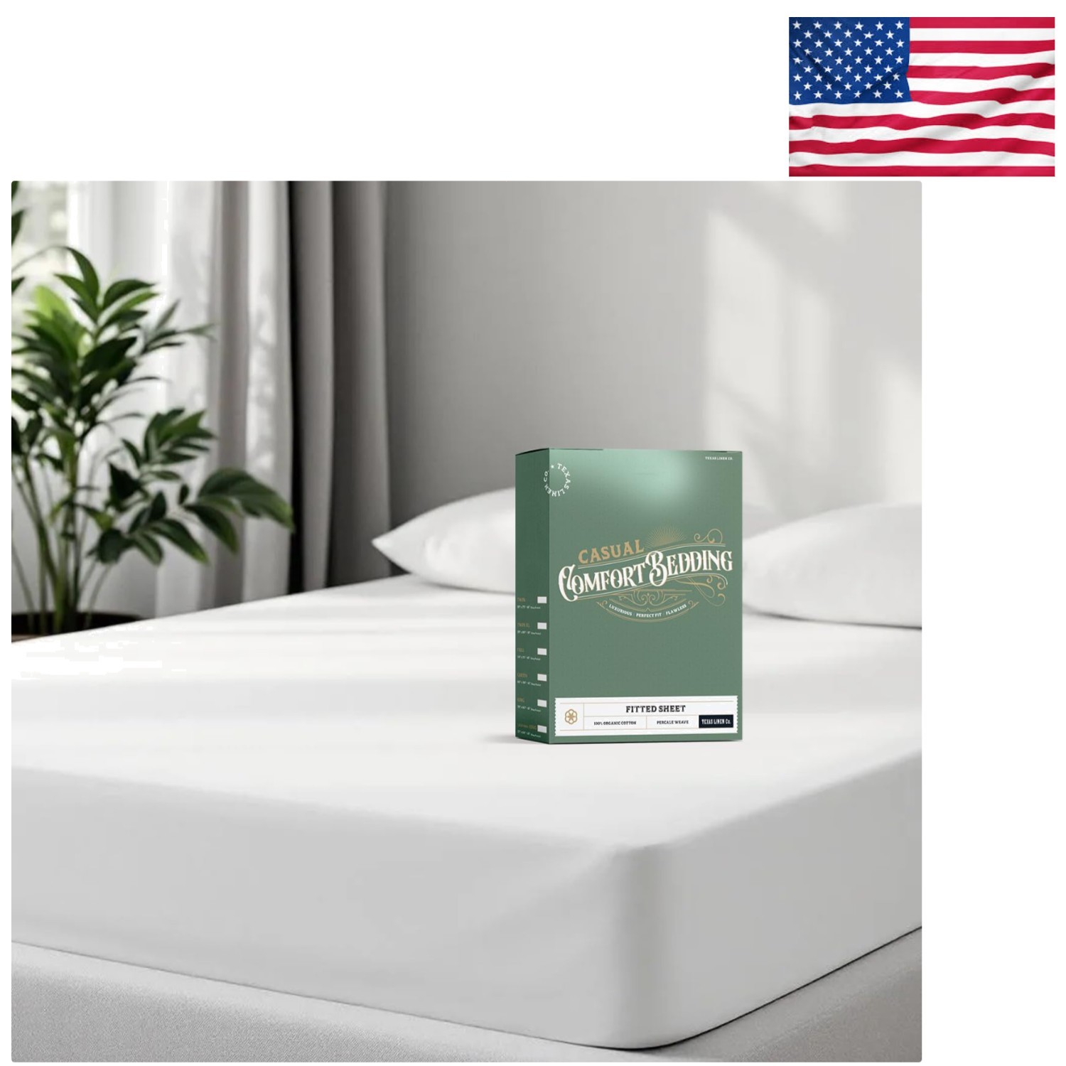 Crisp & Cool Organic Cotton Percale Fitted Sheet - Queen Size, White, 16" Pocket gallery