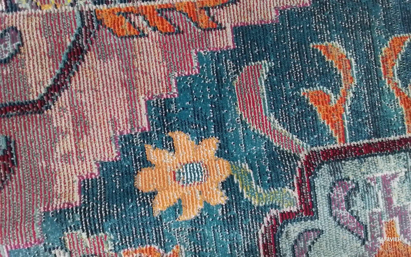 TEAL/ROSE 9'-0" x 9'-0" Damaged Binding Rug Reduced Price 1172801210 CRS501T-9SQ gallery