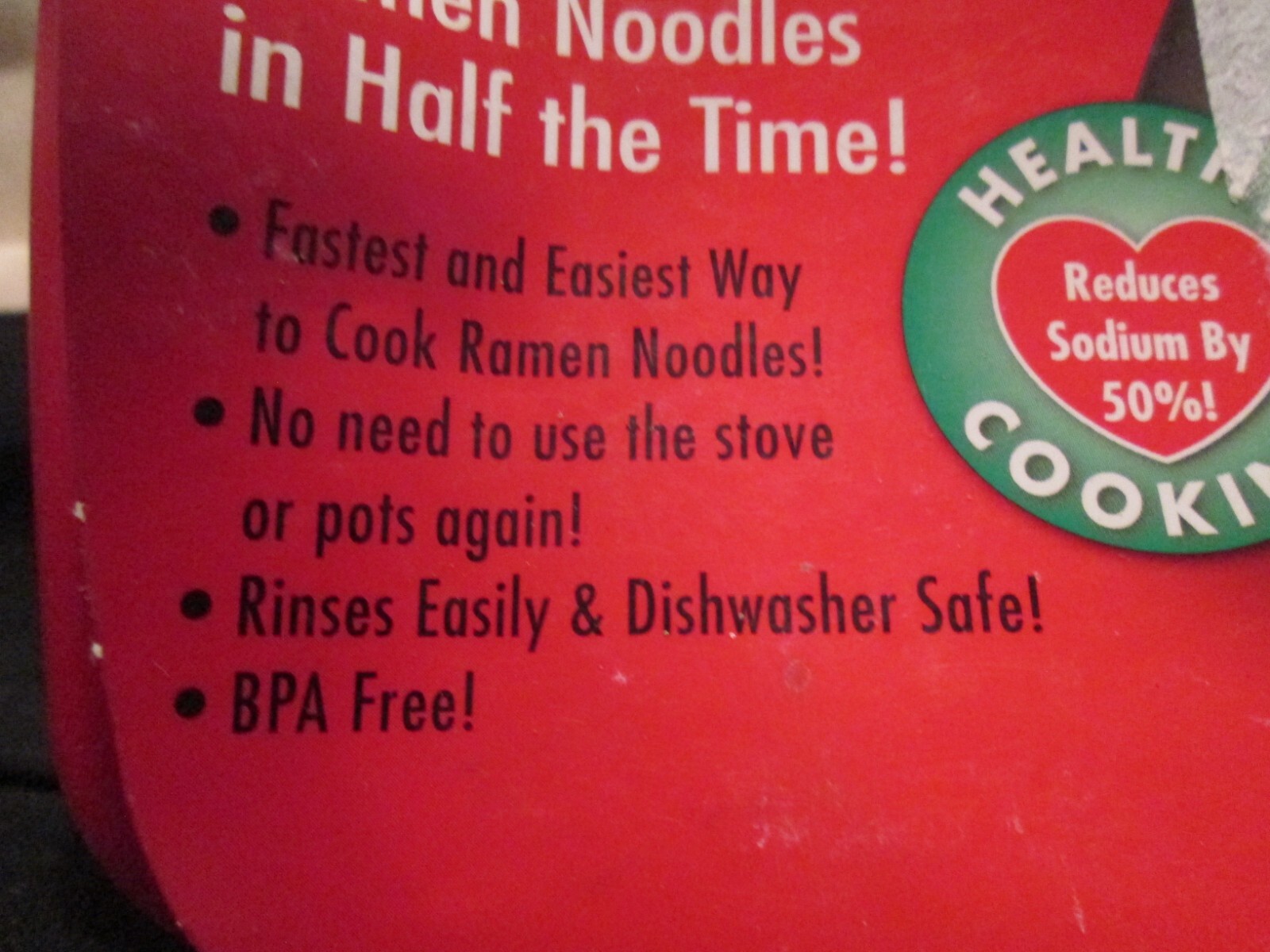 Rapid Ramen Cooker Microwave Ramen 3 Minutes BPA Free Dishwasher Safe Red- NEW gallery