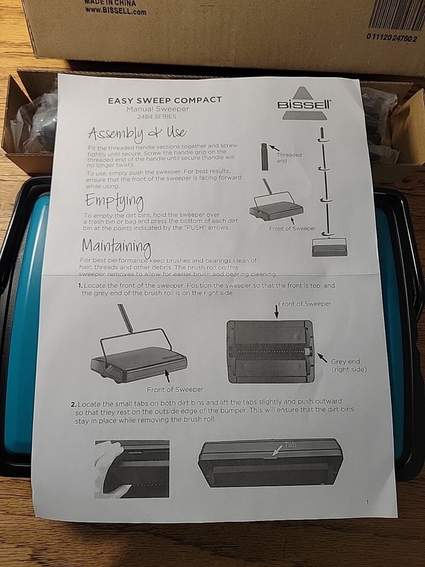 Bissell Easy Sweep Compact Carpet & Floor Sweeper, Manual Operation 2484A Teal gallery
