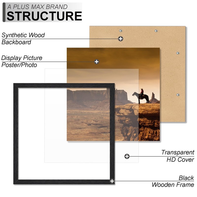 Square 13x13 Frame, Black Engineered Wood Picture Frame for 13 x 13 Picture P... gallery