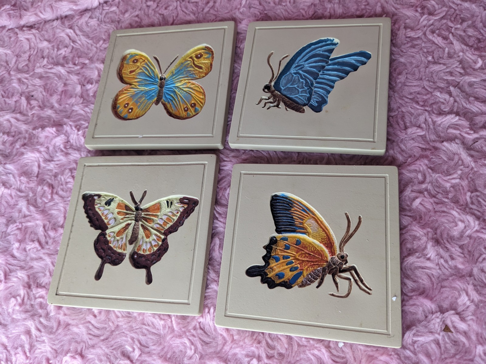Vintage Embossed Butterfly Coaster Set with Holder gallery