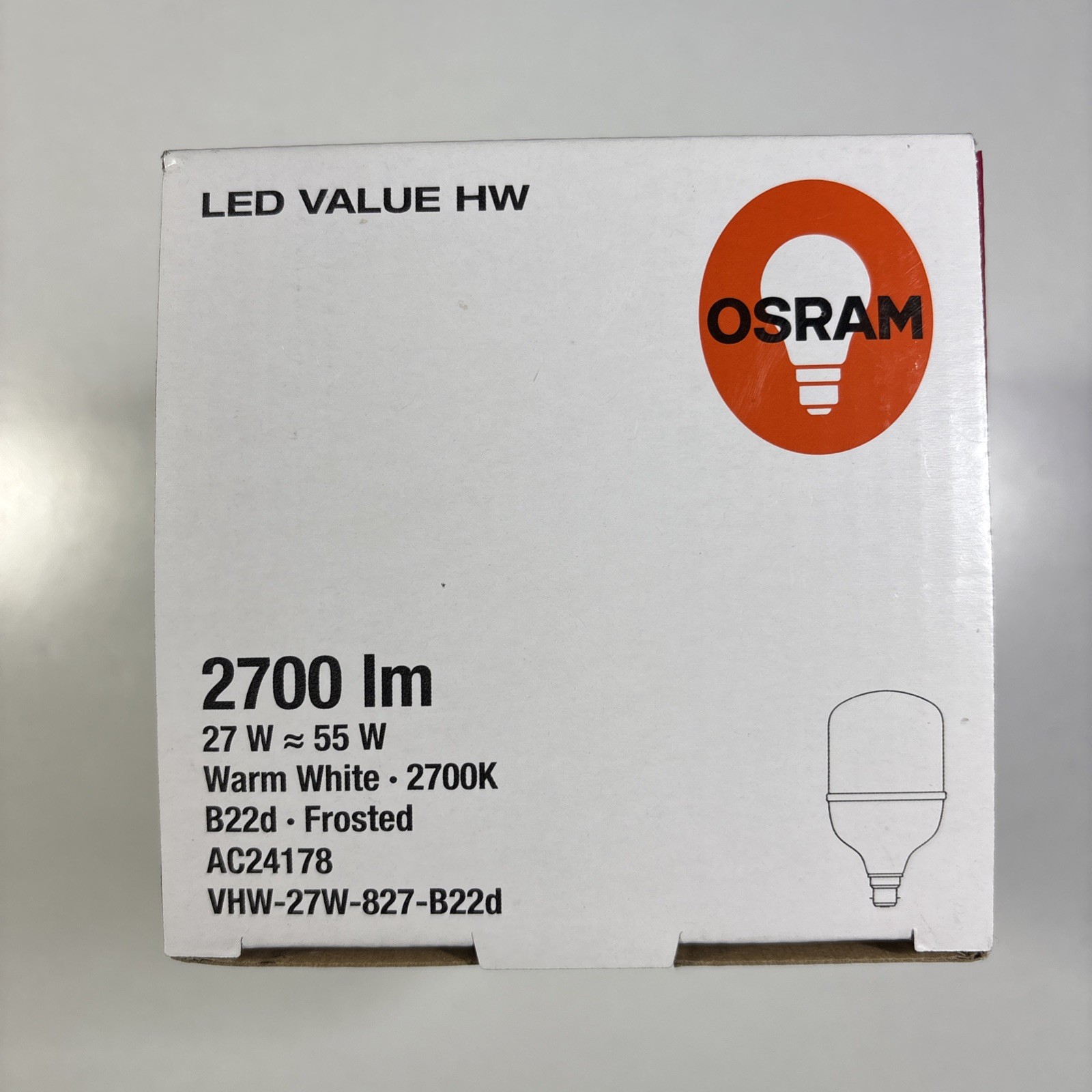 Osram High Watt 27W LED Light Globe Bulb Warm White 2700K BC 2700Lm - AC24178 gallery