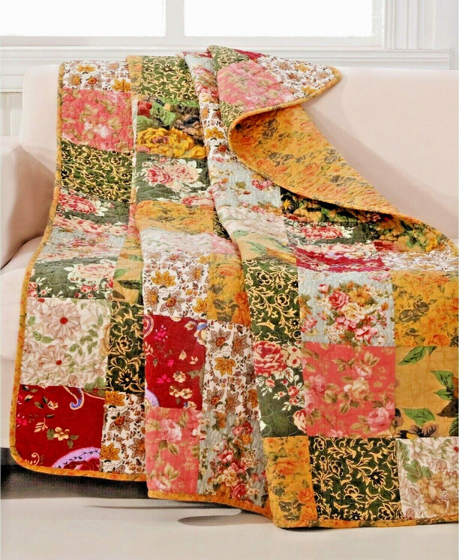 Throw Blanket Floral Paisley Patchwork Design Cotton Quilted Sofa Chair Cover gallery
