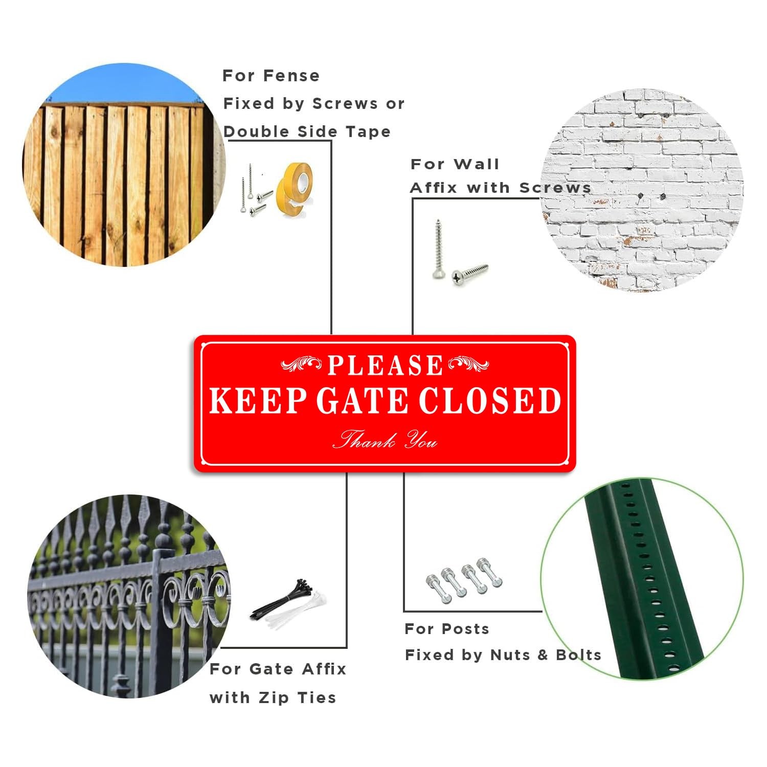 2 Pack Please Keep Closed Gate Signs Rust-Free Aluminum for Gate Yard Lawn gallery