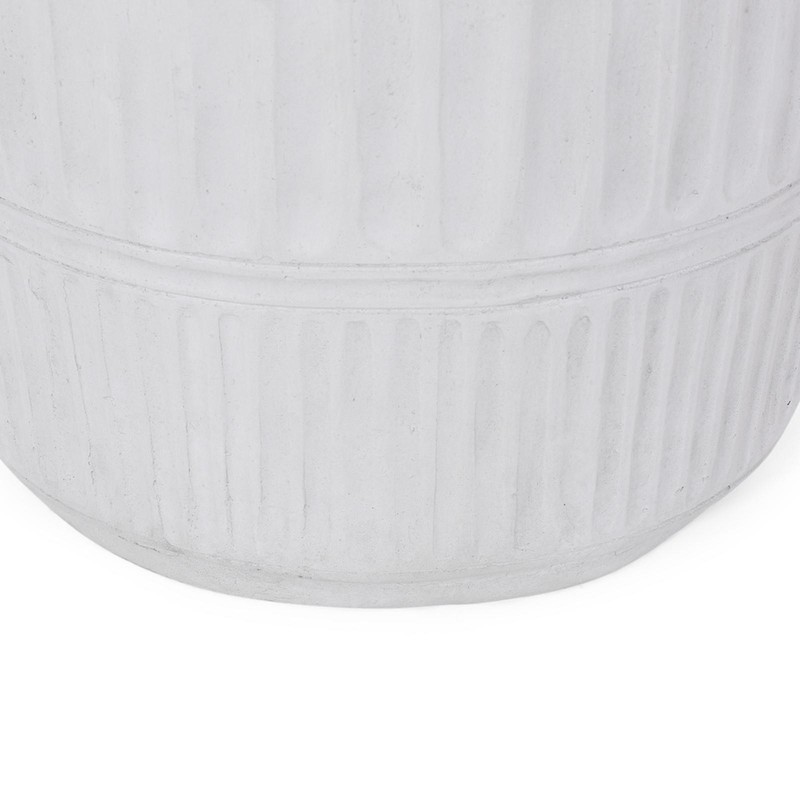 Minimalist Outdoor Side Table with Chic Fluted Design, Lightweight Concrete, No gallery