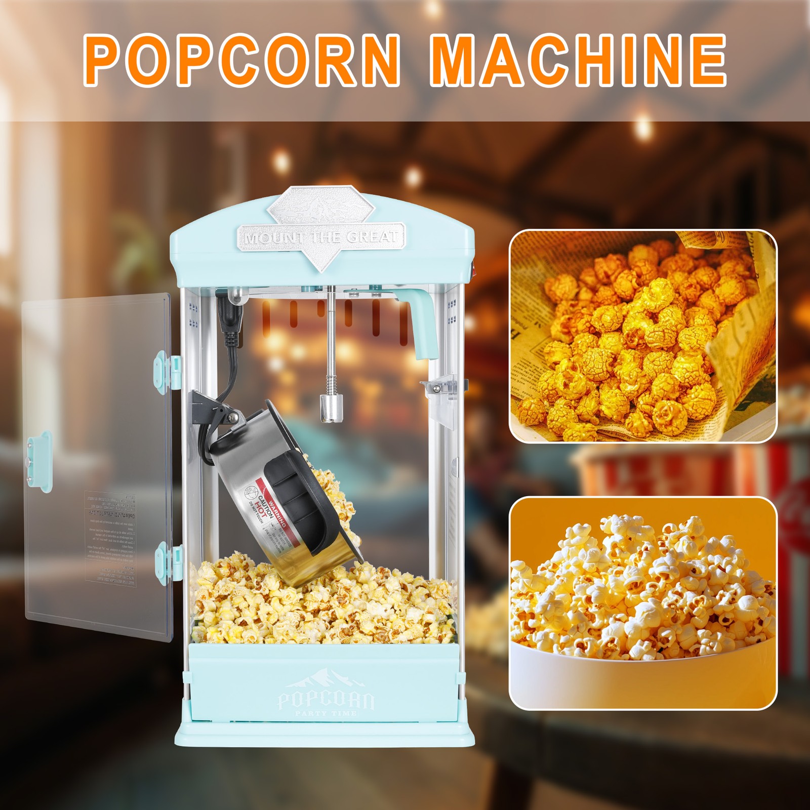 8 OZ Portable Popcorn Maker Machine Kettle Popcorn Maker with Warming Deck gallery