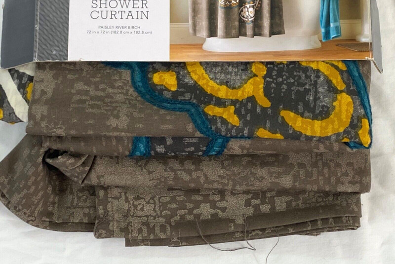 Threshold shower curtain 72"x72" polyester cotton standard top paisley birch gallery