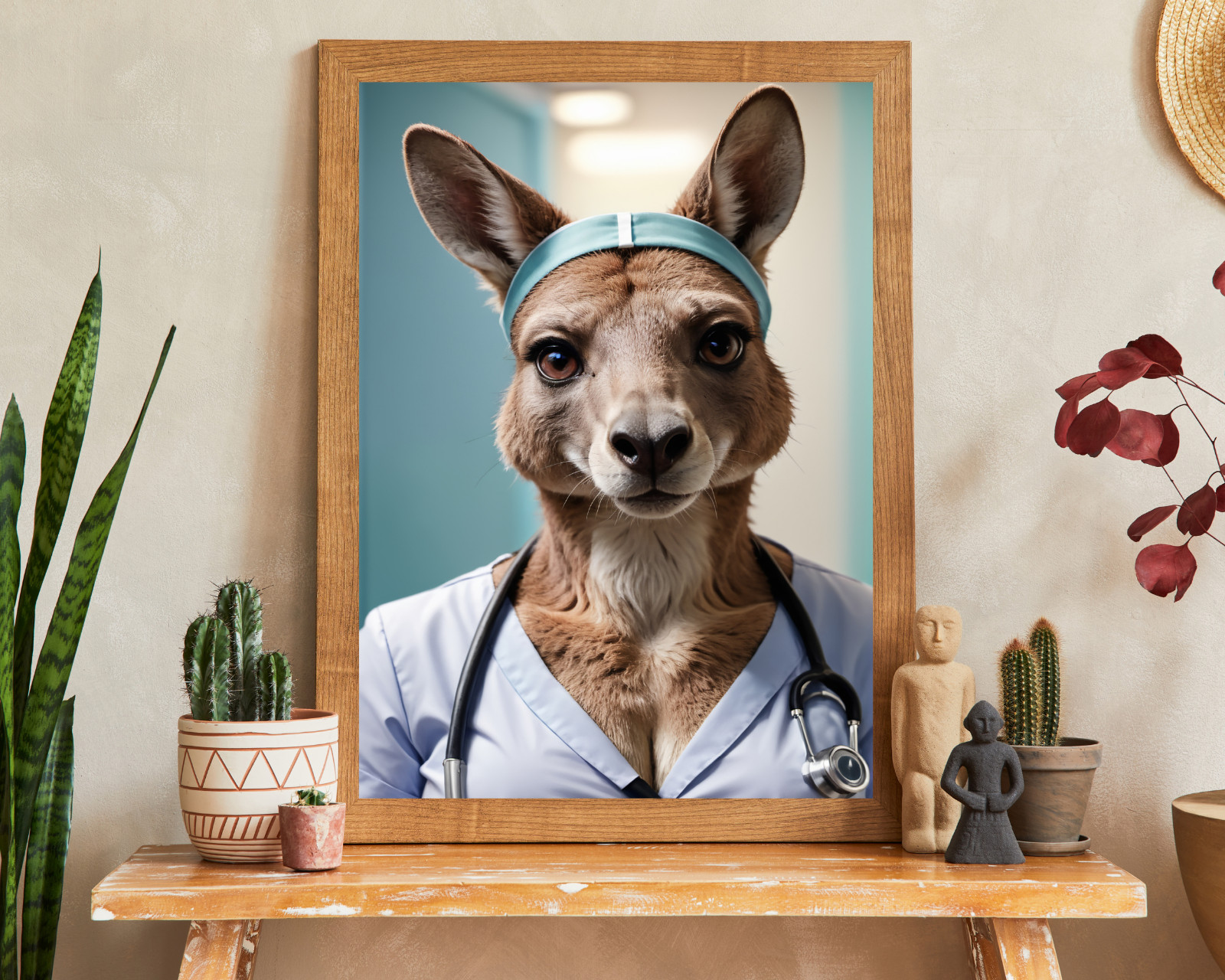 Nurse Kangaroo Portrait, Animal Portrait, Realistic Animal Portrait, Wall Art gallery