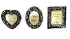 PIER 1 – 3 Mini Frames Heart Oval Rectangle Floral w Back Stand appox 2″ each
