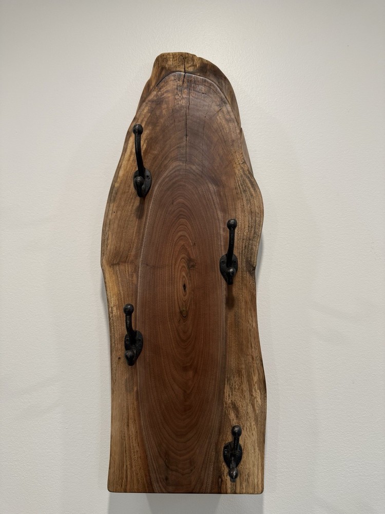 Live Edge Walnut Coat Rack Rustic Wall Mounted