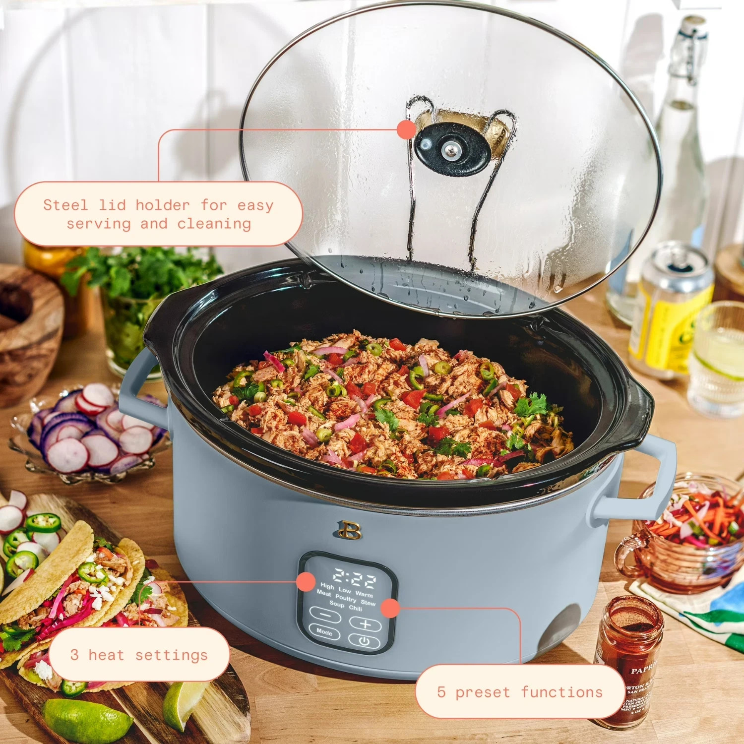 Beautiful 6Qt Slow Cooker Programmable Digital Cornflower Blue Crock Pot gallery