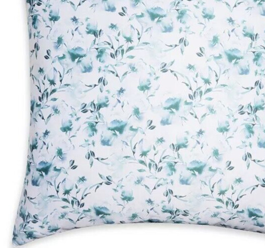 Sferra Duchesse Standard Sham Reversible Cadet Blue Florals on Cotton Sateen NEW gallery