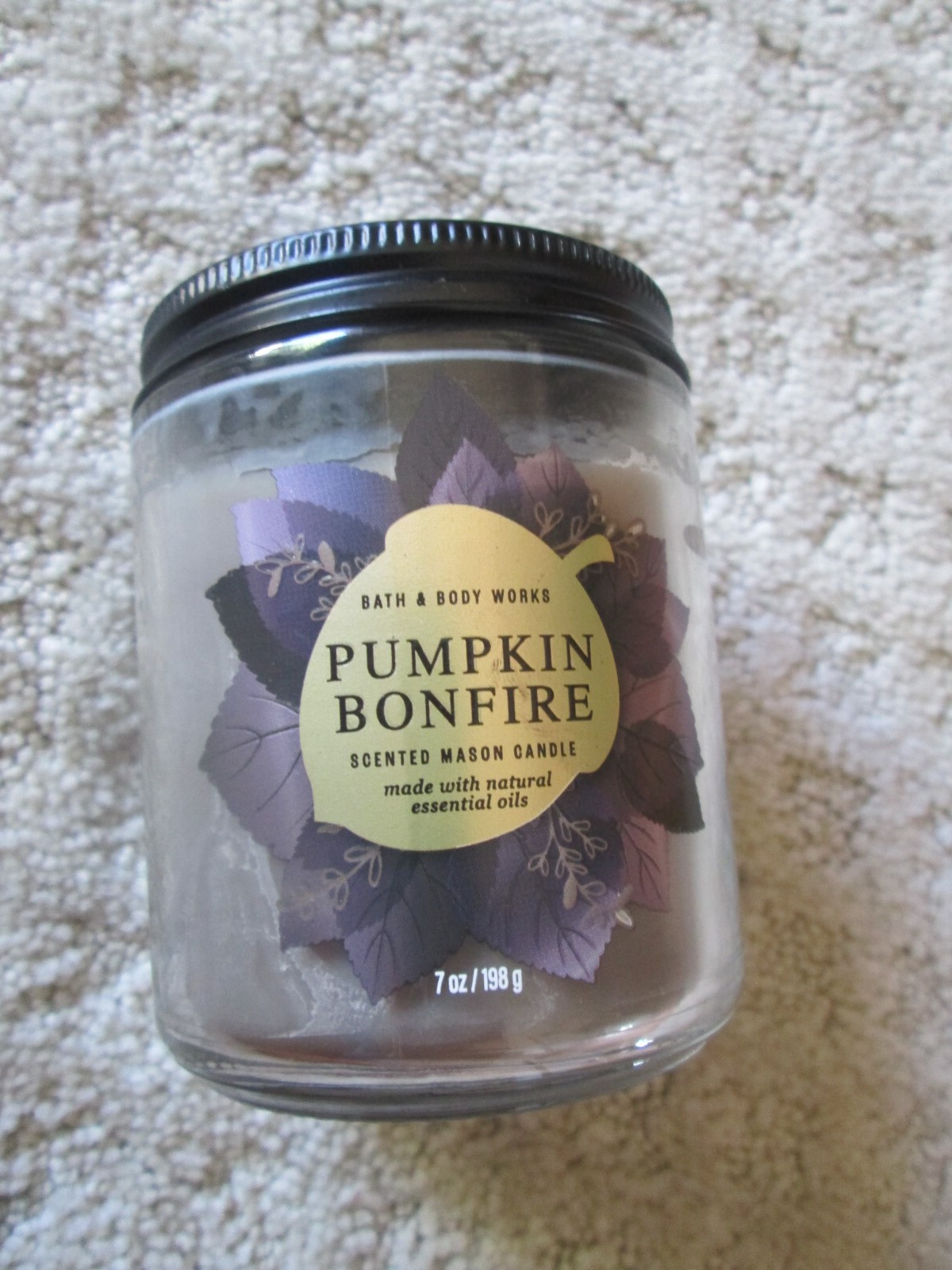 BATH & BODY WORKS PUMPKIN BONFIRE SCENTED 1 WICK 7 OZ MASON CANDLE 90% Full gallery
