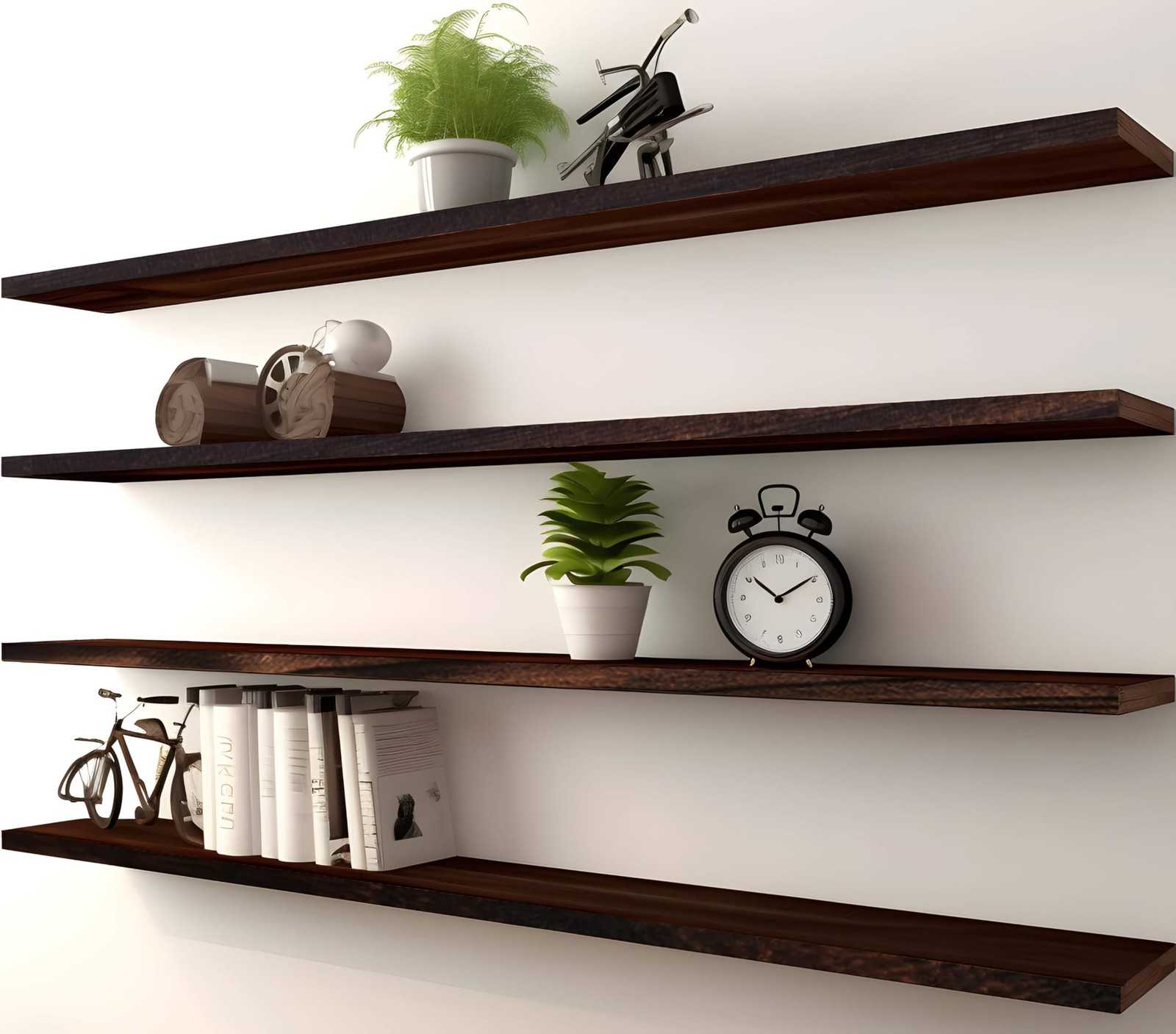 48-inch Wood Floating Wall Shelves Set of 4 Brown for Bedroom gallery