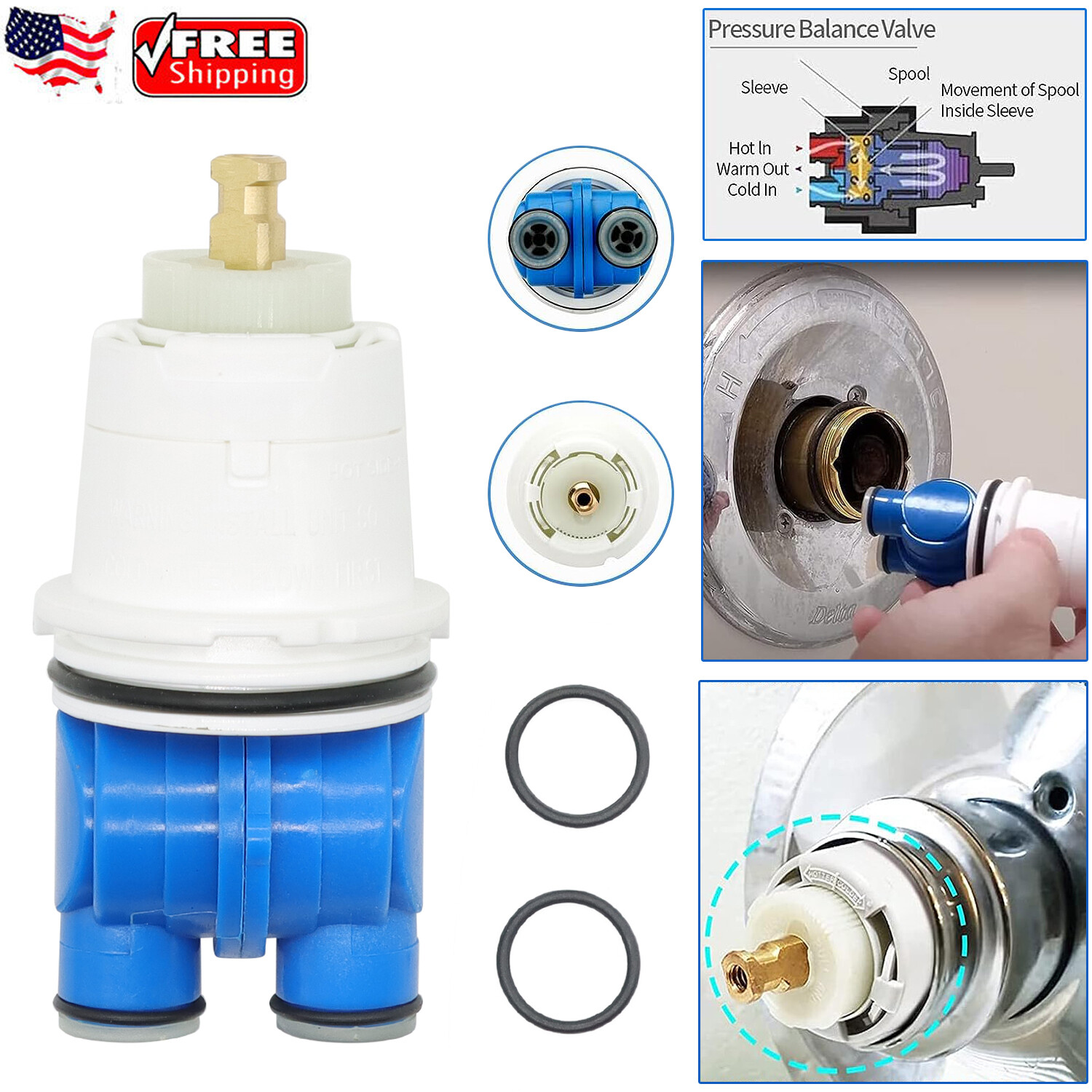 RP19804 Shower Cartridge Assembly Replacement For Delta 1300/1400 Series Tub US gallery