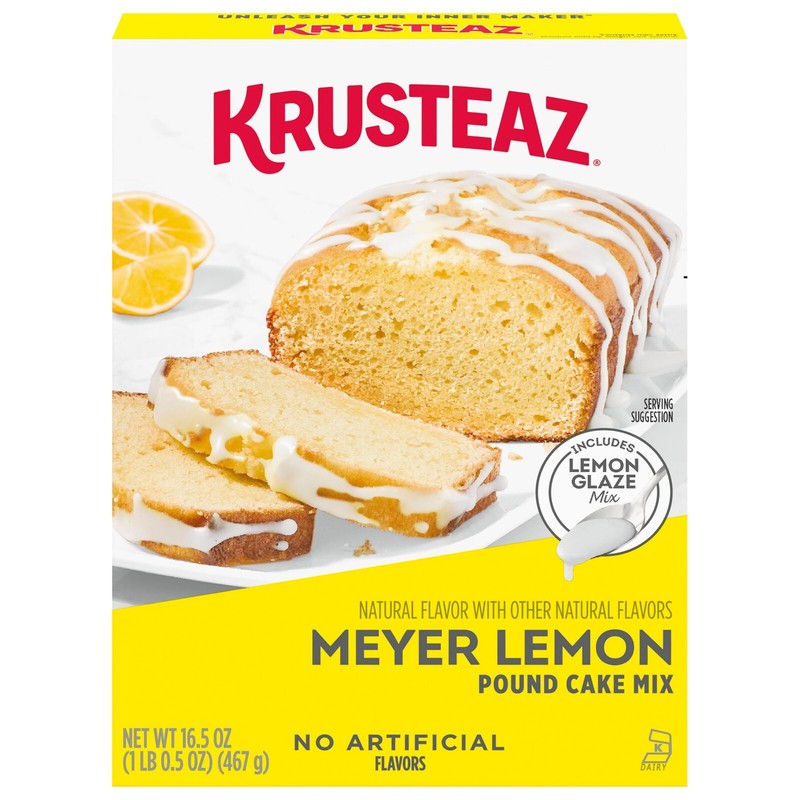 Krusteaz Meyer Lemon Pound Cake and Glaze Mix, 16.5 Oz Box No Artificial Flavors gallery