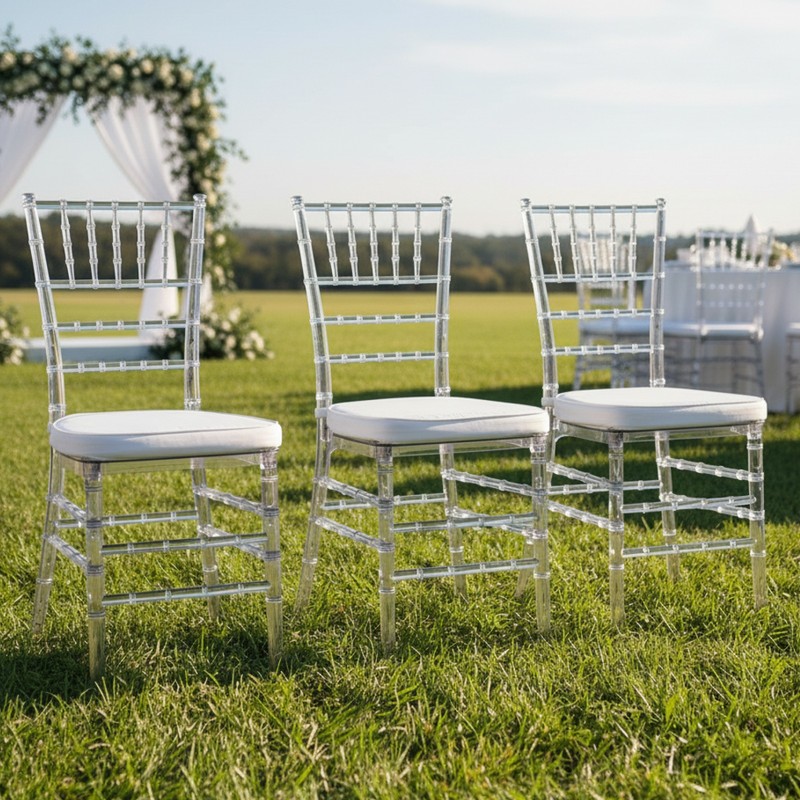3pack Fully Assembled Transparent Crystal Dining Chair with Cushions for Event gallery