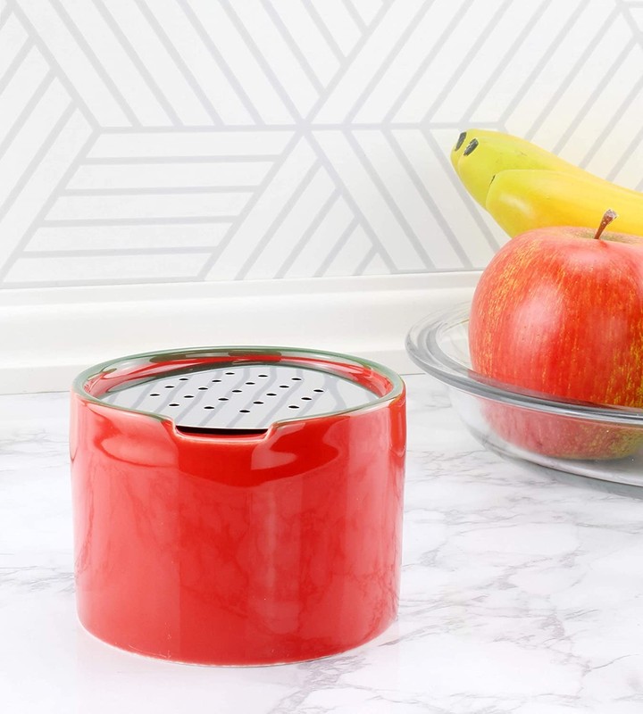 Fruit Fly Traps 2pk; Empty Ceramic Red Fly Gnat Catchers w/ Vented Lids gallery