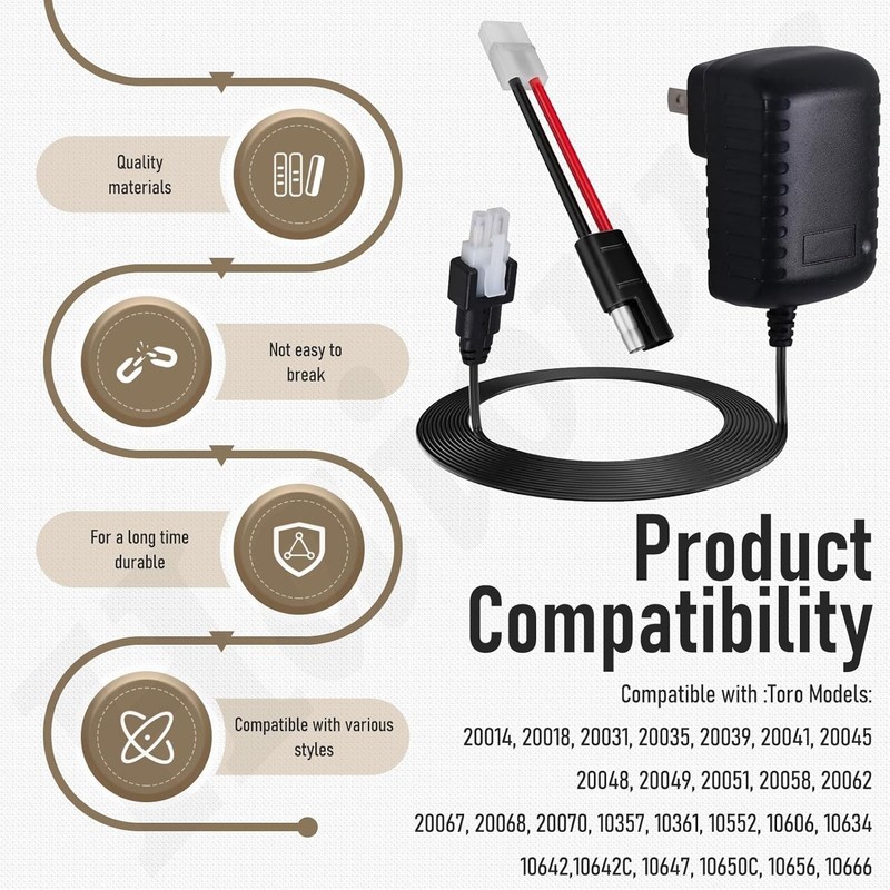 Multi-Compatible Battery Charger 12V for Toro Lawnmowers - Replacement Parts gallery