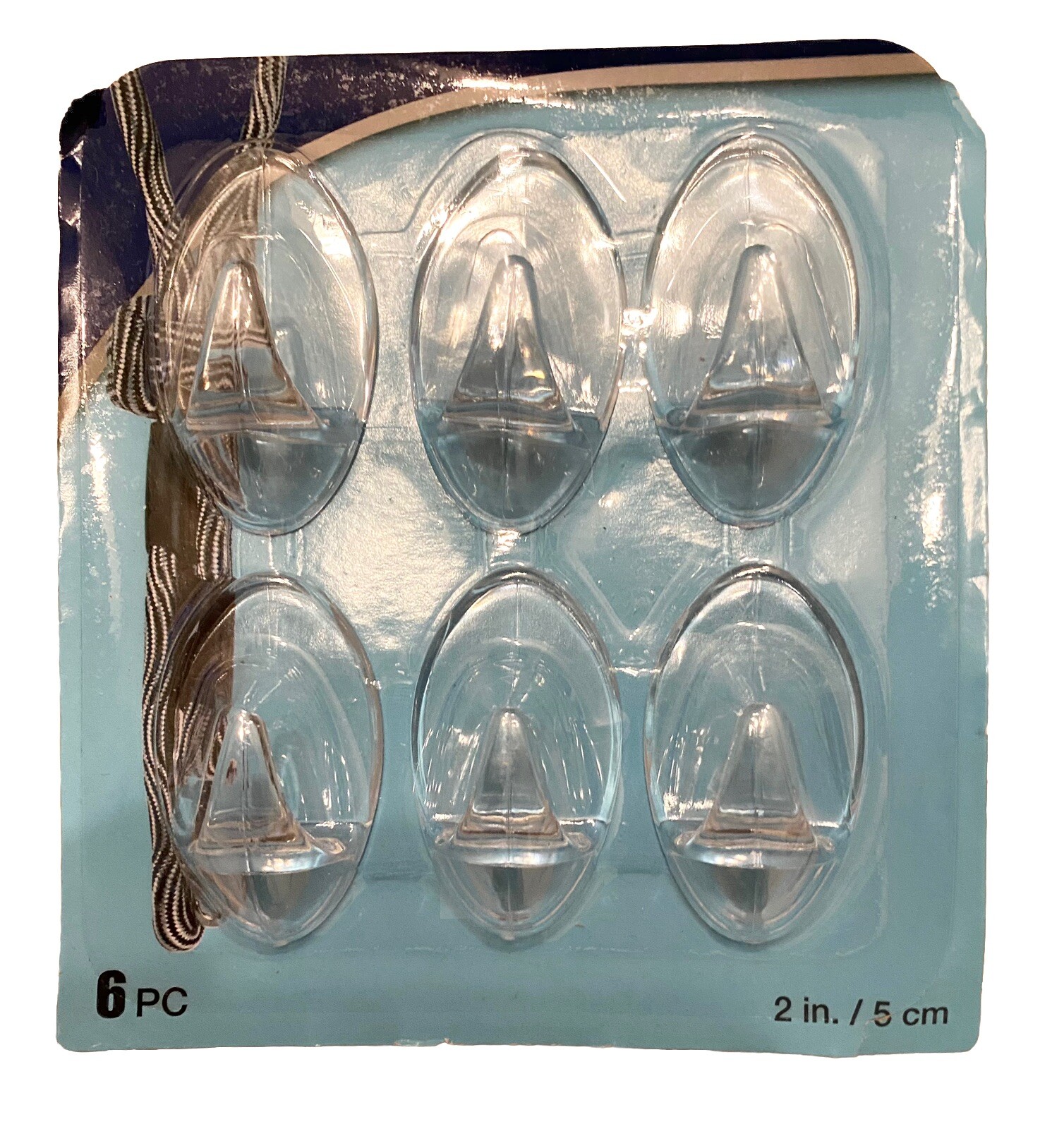 6 Self Adhesive Clear Hooks 2 Inches Tall, Each holds up to 2 Pounds gallery