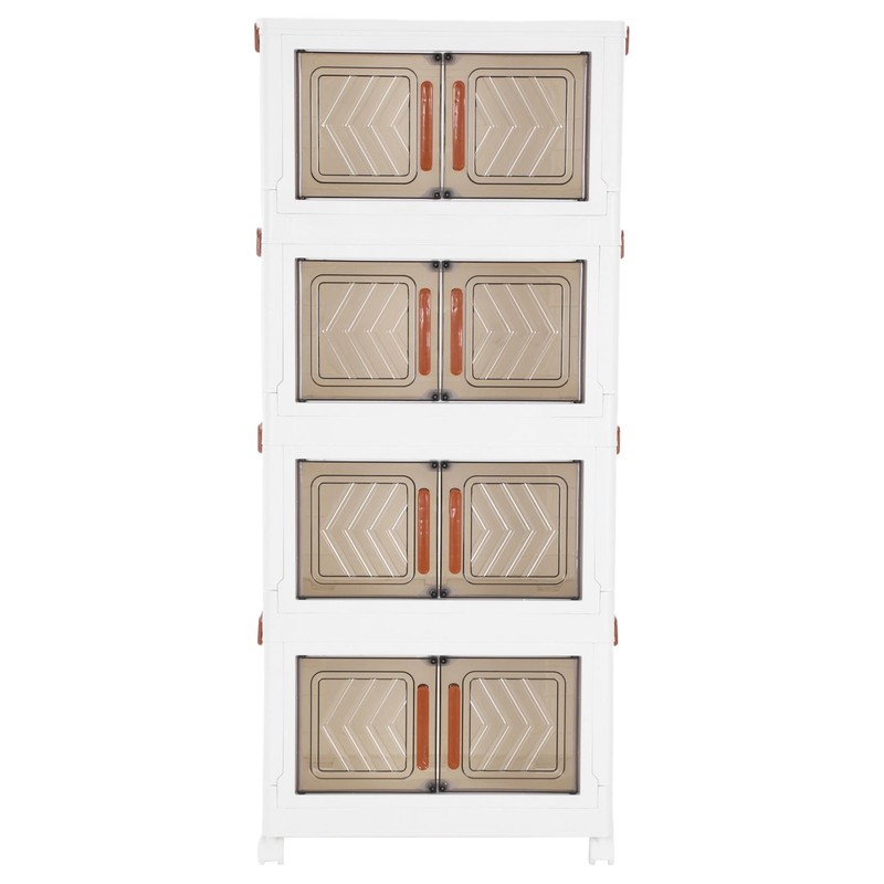 4 Tier Stackable Storage Bins with Lids Doors Wheels Storage Drawer (Clear) gallery