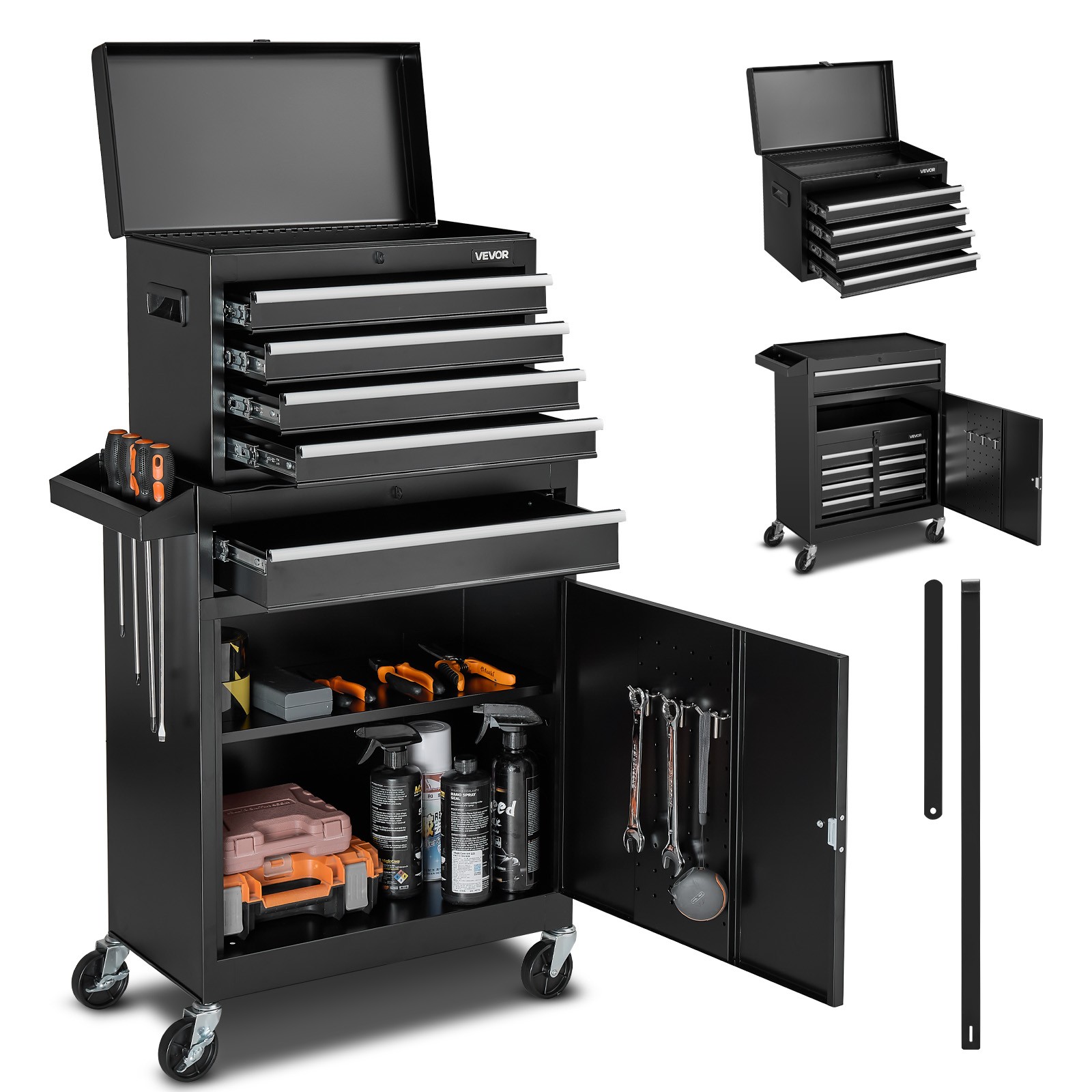 VEVOR Rolling Tool Chest 5 Drawers Tool Storage Cabinet with Lockable Wheels gallery