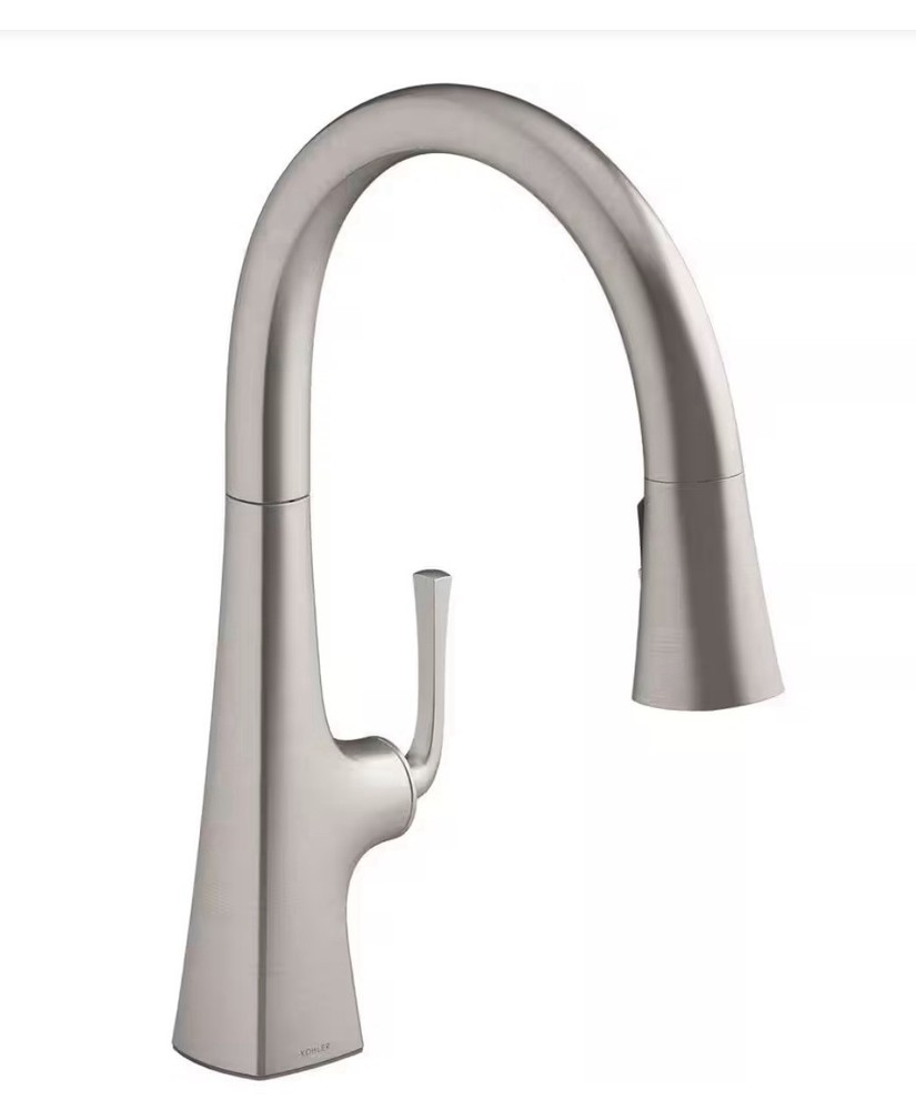 Kohler Graze 22063-VS Pull-Down High Arc Deck Mount Faucet Vibrant Stainless