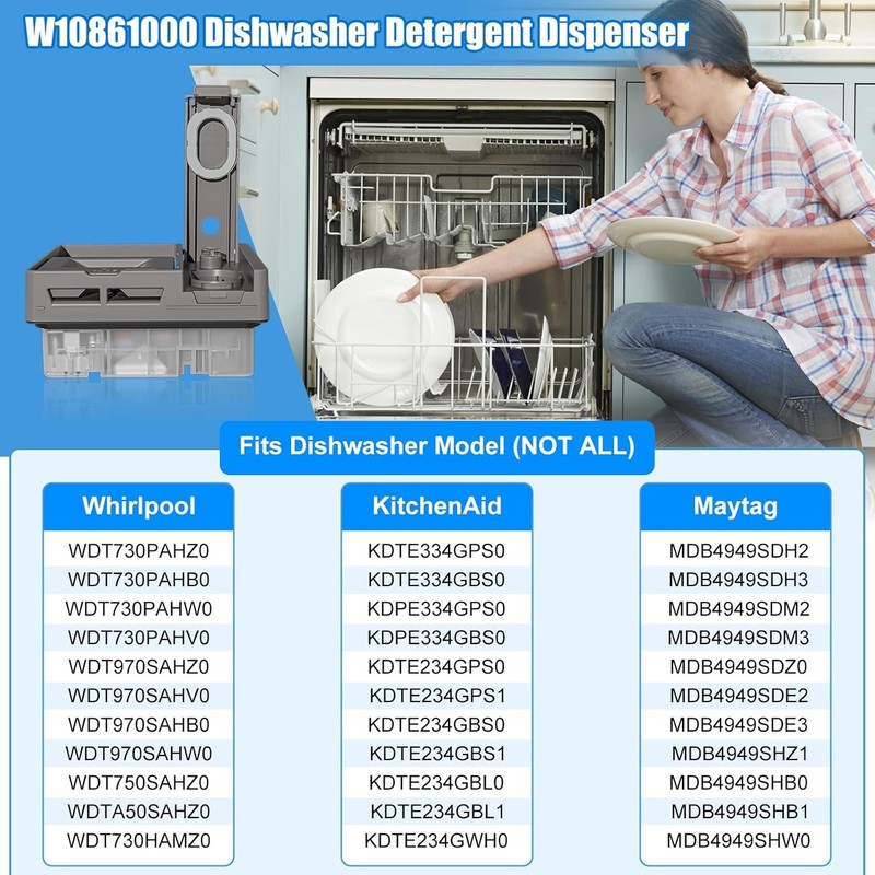Dishwasher Detergent Dispenser Compatible With Whirlpool WDT730PAHZ0 WDT970SAHZ0 gallery