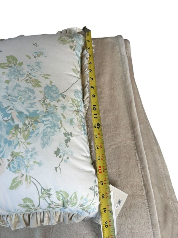 NEW Shabby Chic Down Alternative Decorative Pillow Blue Beige Gray Floral NWT gallery