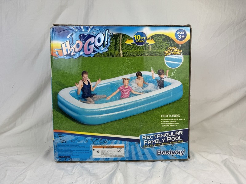 Bestway H2OGO Blue Rectangular Inflatable Swimming Pool 10 Ft X 6 Ft. X 18 In. gallery