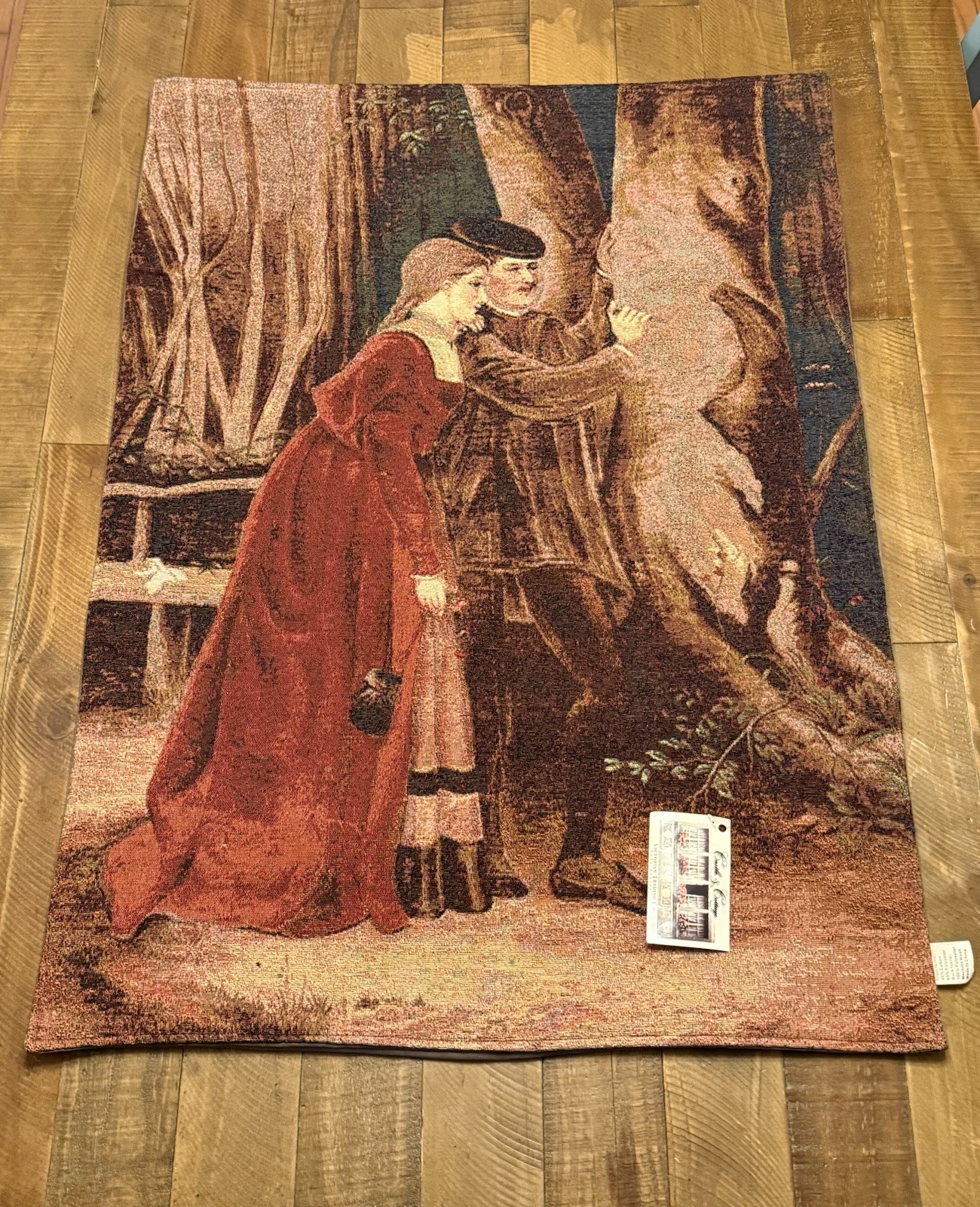 Victorian Trading Company Renaissance Lovers Carving Initials Hanging Tapestry gallery