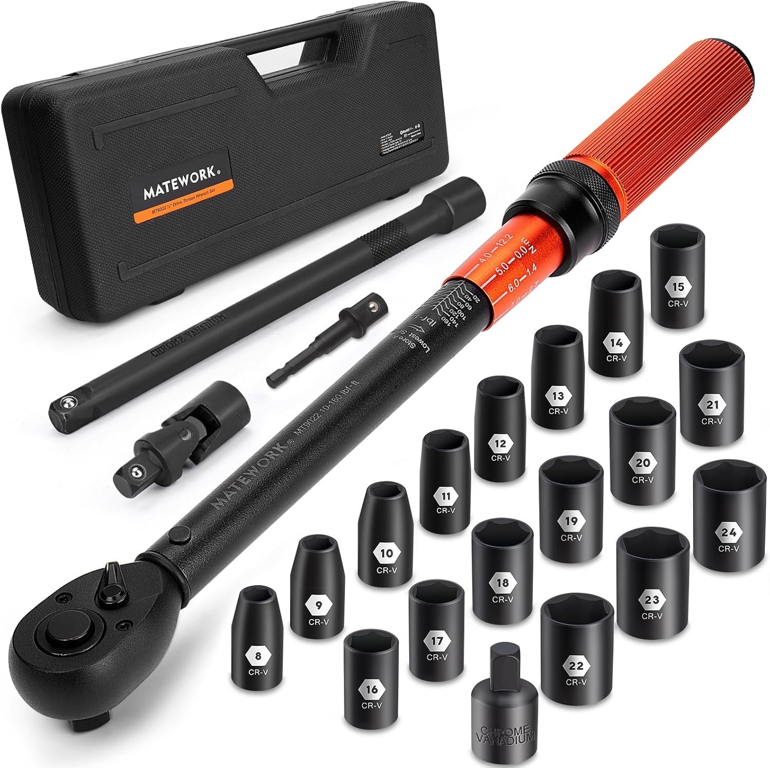 1/2-Inch Drive Torque Wrench Set 22PCS, 10-160FT.LB/10-227Nm, for Lug Nut gallery