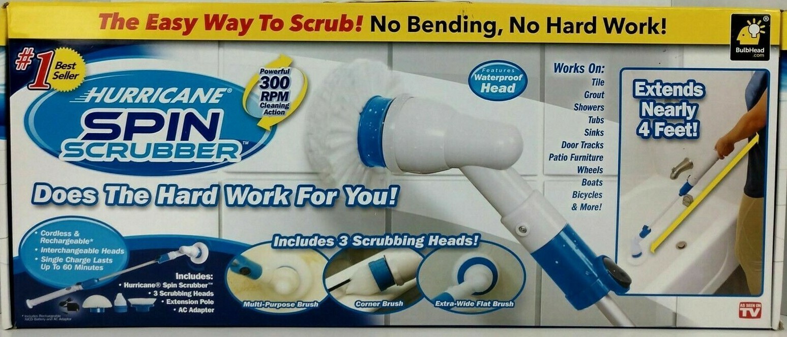 ORIGINAL HURRICAN SPIN SCRUBBER richargeable spin brush with 3 BRUSHES , ONTEL gallery