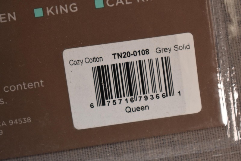 True North Queen Sheet Set Grey Solid Cozy Cotton OEKO-TEX Bedding Adults New gallery