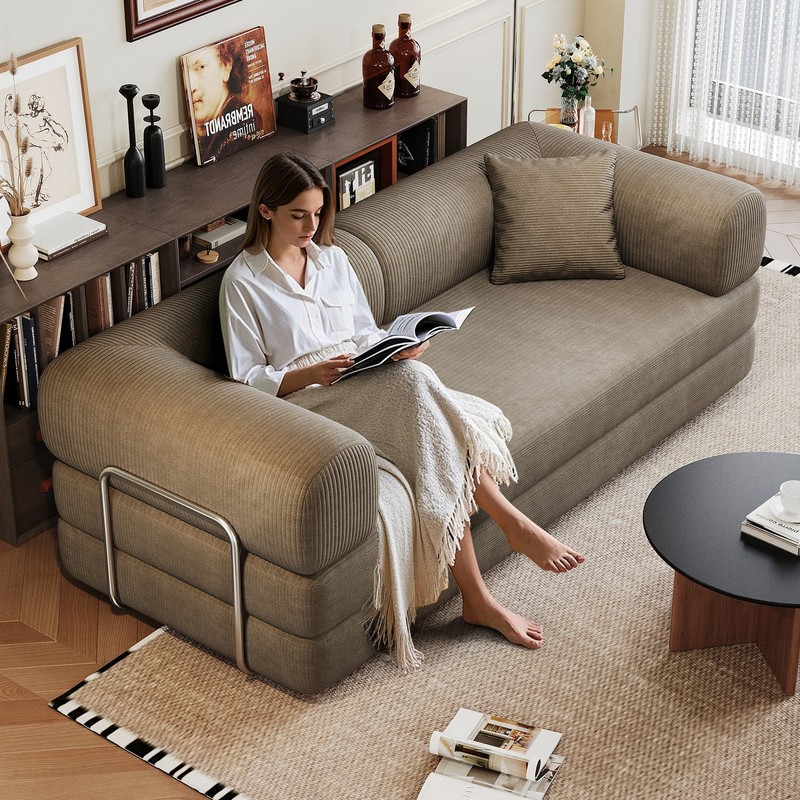 78.8" Compression Sofa Convertible Floor Sofa Bed Pillow Back Support Armrest gallery