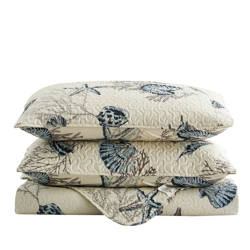 3 Pieces Beach Shell Bedspread Ocean Theme Summer Quilt gallery