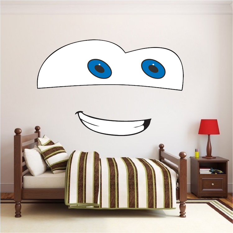 Cars Face Cartoon Wall Decal Lightning McQueen Pixar Kids Room Movie, e32 gallery