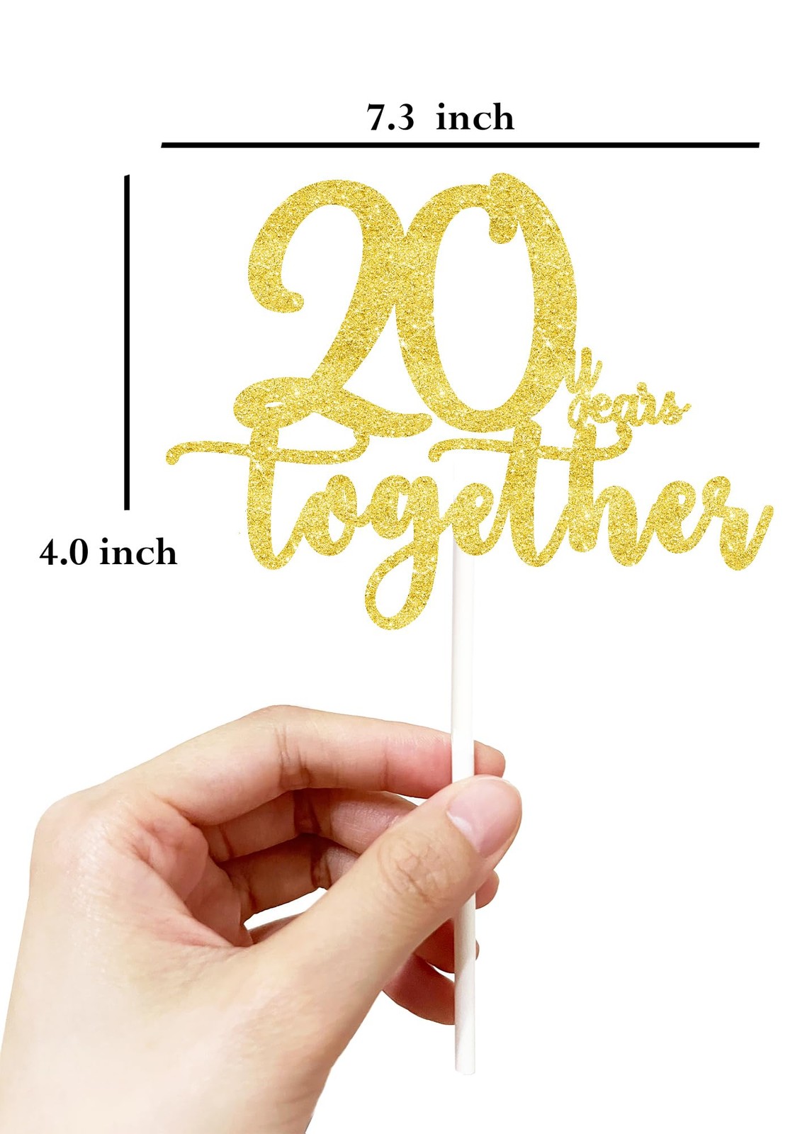 20 Years Together Golden Cake Topper Happy 20th Wedding Anniversary Decoration gallery