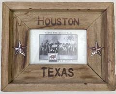 Houston Texas Picture Frame Rustic Barnwood Frame Vtg 2002 TX Photo Pic
