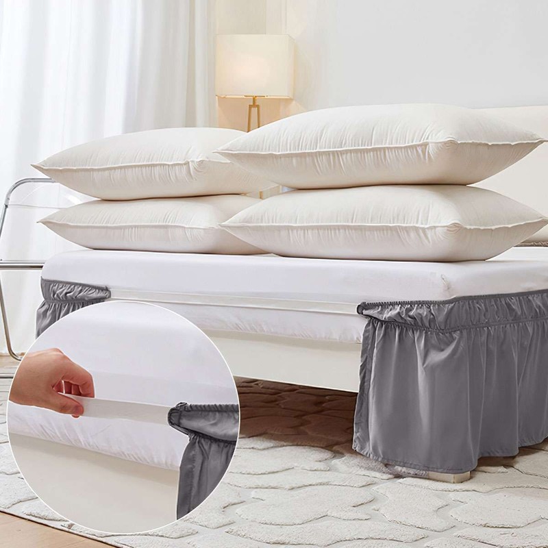 Bed Skirt Polyester Wrap Around Dust Ruffle 15 Inch Drop Elastic Bedding Bed gallery