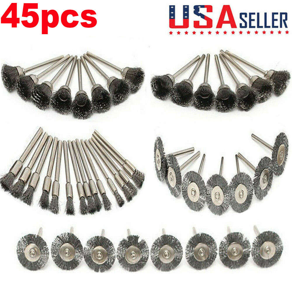45X Stainless Steel Wire Brush Set Dremel Tool Rotary Die Grinder Removal Wheel gallery