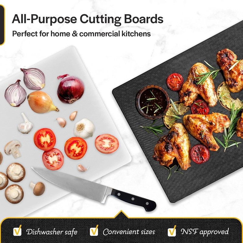 Commercial Black Plastic Cutting Board, Large 20x15 Inch or 15X10X0.4", NSF gallery